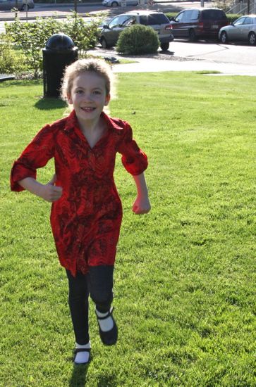 red shirt dress