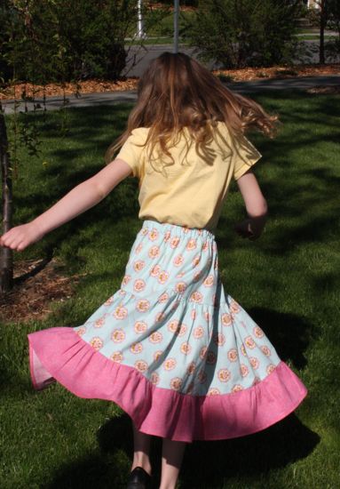 blue and pink skirt